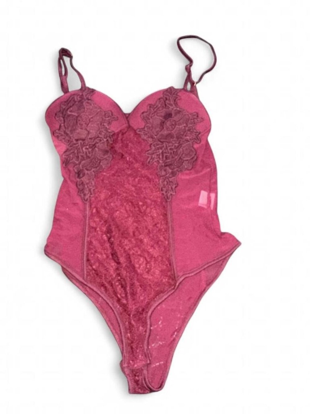 Honey Pot Lace Bodysuit Maroon Size Medium
